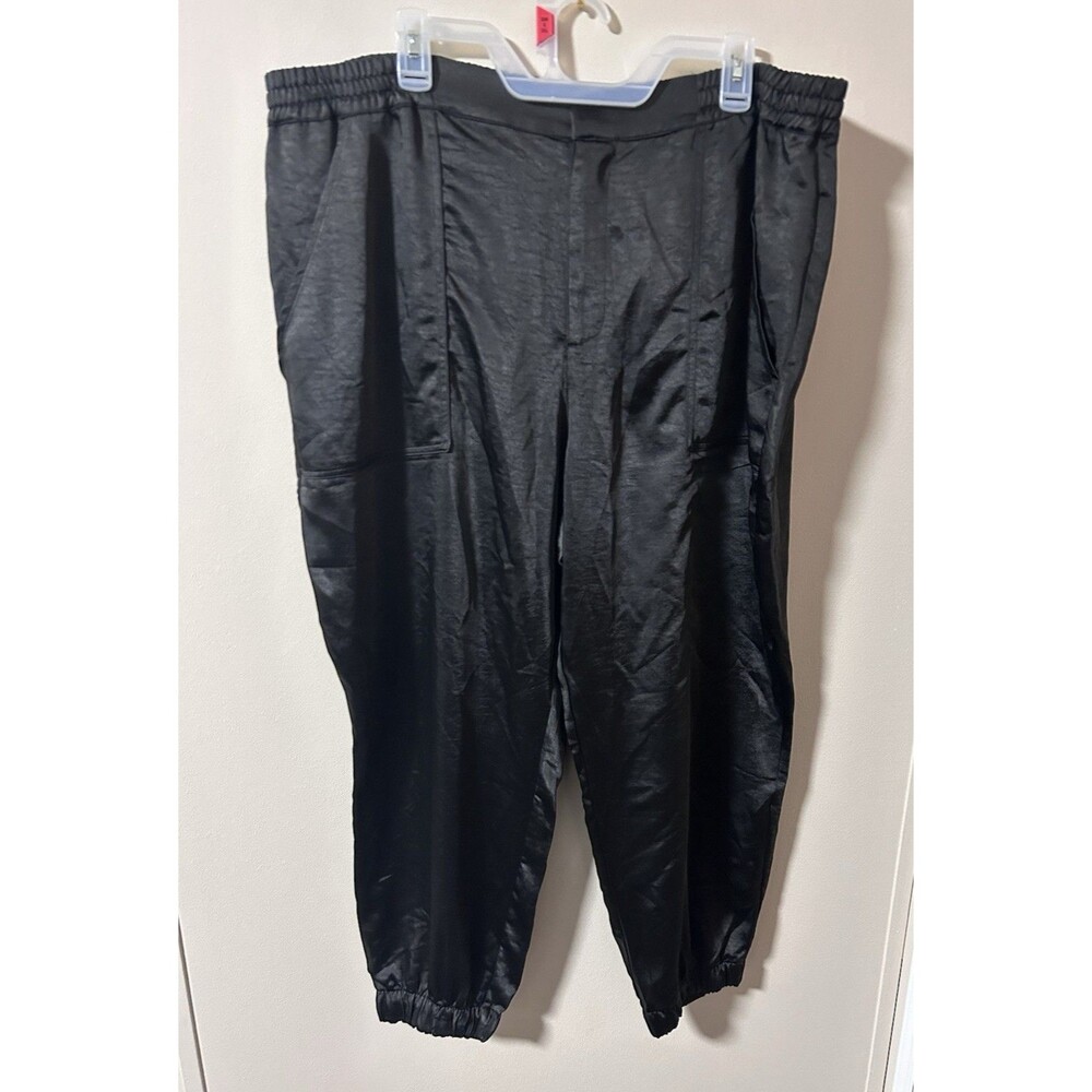 NWT Anthropology Sanctuary Stretch Shine Jogger Dress Pants Size 18W Black Cuffs